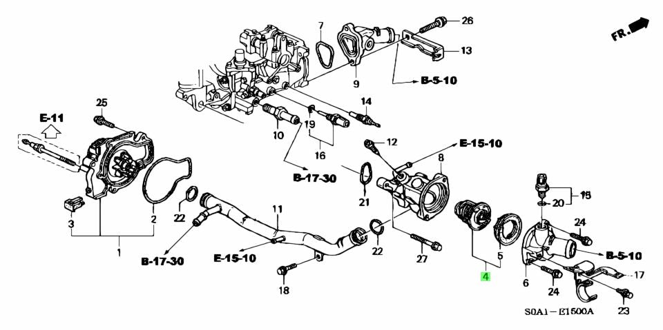 HONDA GENUINE THERMOSTAT HOUSING CASE (KIT) B SERIES (INCLUDES THERMOSTAT)