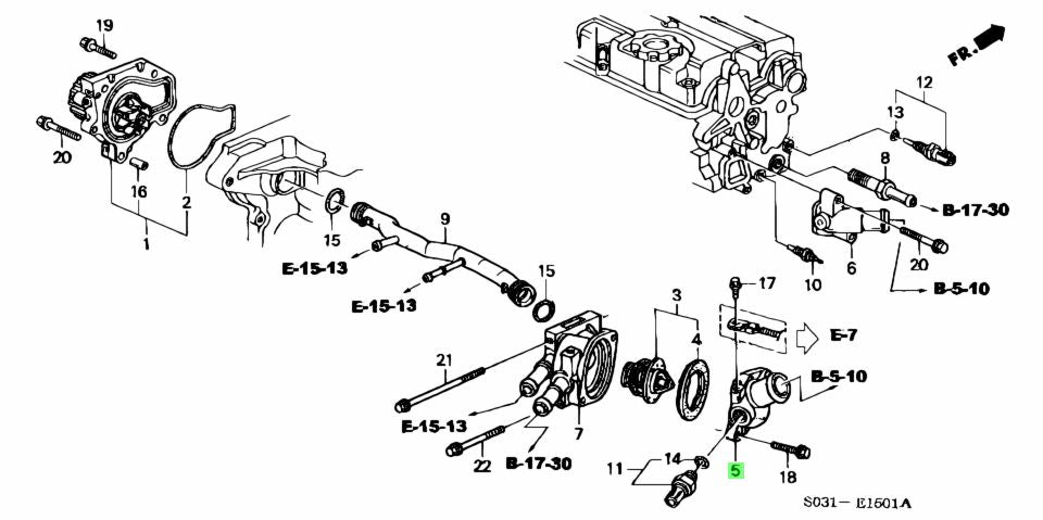 HONDA GENUINE THERMOSTAT HOUSING CASE (KIT) B SERIES (INCLUDES THERMOSTAT)
