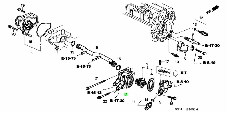HONDA GENUINE THERMOSTAT HOUSING CASE (KIT) B SERIES (INCLUDES THERMOSTAT)