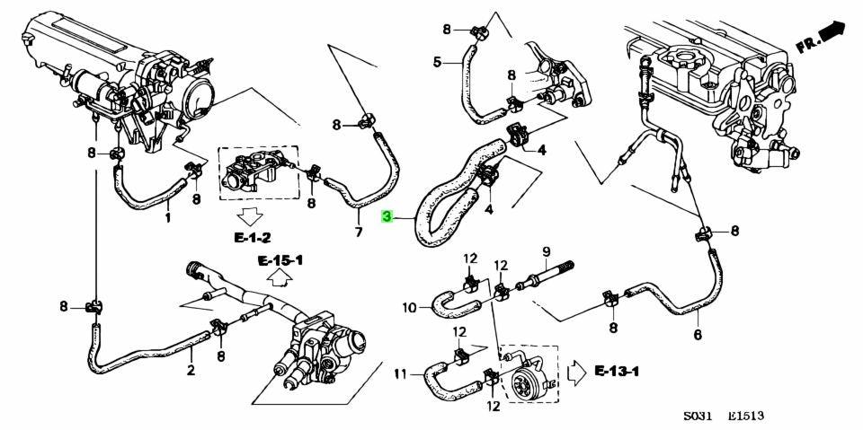 HONDA GENUINE COOLING HOSE (CYLINDER HEAD TO THERMOSTAT HOUSING) 19508-P08-000 EG6 EK4 EK9 DC2 DB8