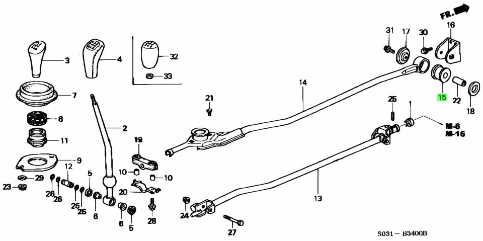 HONDA GENUINE SHIFT LINKAGE RUBBER 54303-SB2-010
