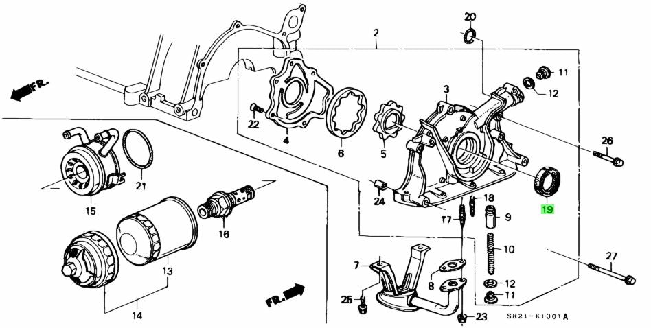 HONDA GENUINE CRANKSHAFT SEAL - OIL PUMP SIDE 91212-PR3-003 BSERIES