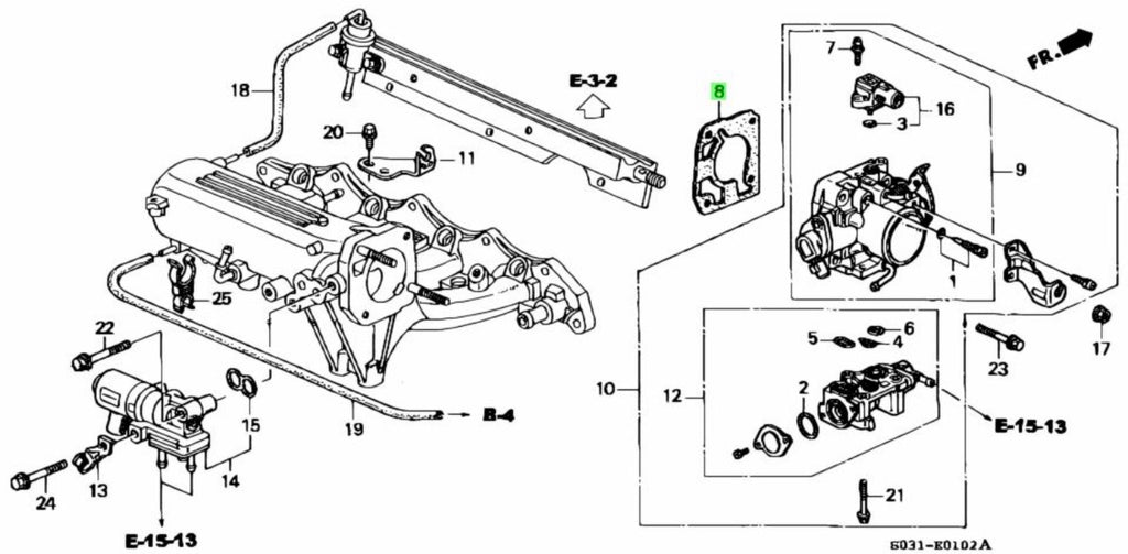 HONDA GENUINE THROTTLE BODY GASKET - 16176-P2T-004 EK4 EK9 BSERIES
