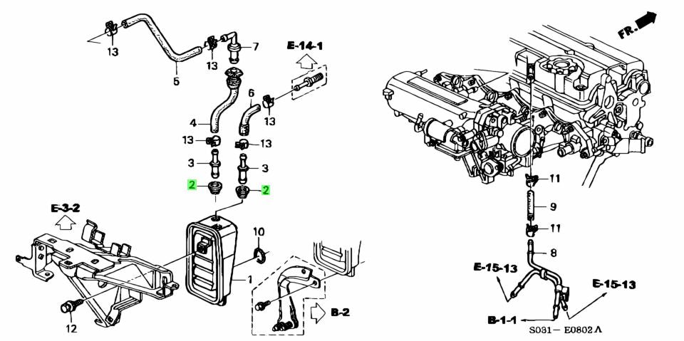 HONDA GENUINE GROMMET - BREATHER CHAMBER (x2) 11853-PR3-000