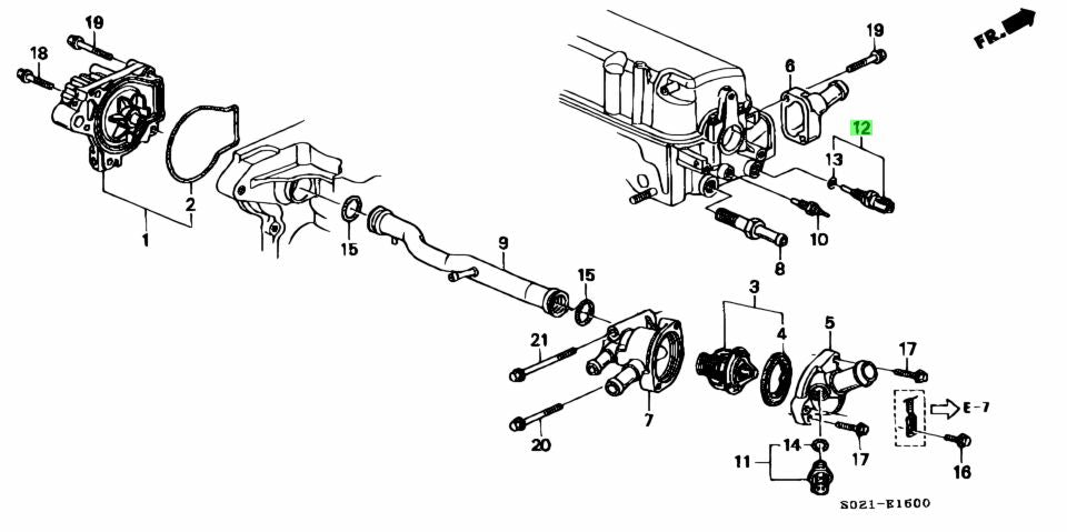 HONDA GENUINE COOLANT TEMPERATURE SENSOR 37870-PJ7-003